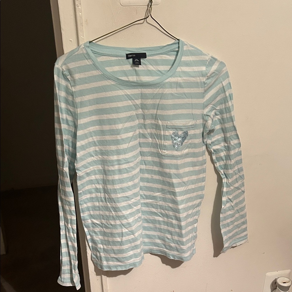 GAP Kids Light Blue and White Striped Shirt